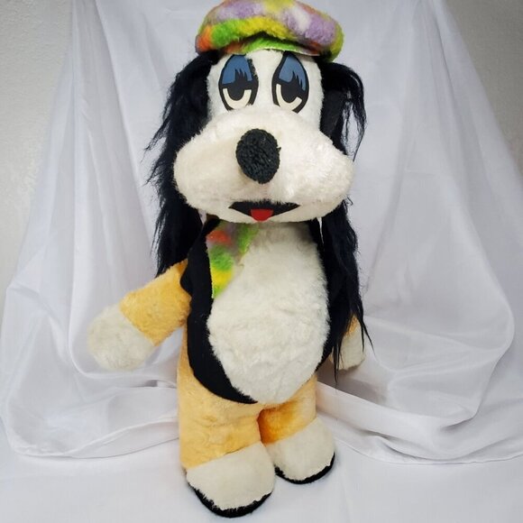 VTG 1970's Droopy Dog Plush Multicolor Hat and Scarf Carnival Toy 17" Tall RARE - Picture 5 of 16